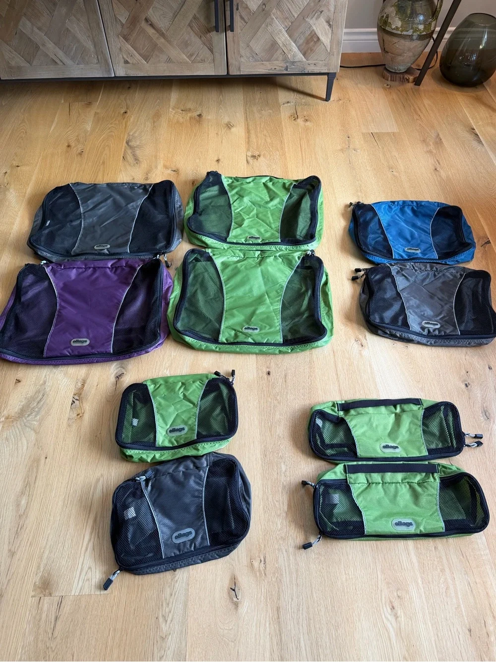 Lot of 10 eBags packing cubes in four sizes